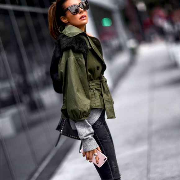 Marissa Webb fur / canvas jacket. - Picture 3 of 9